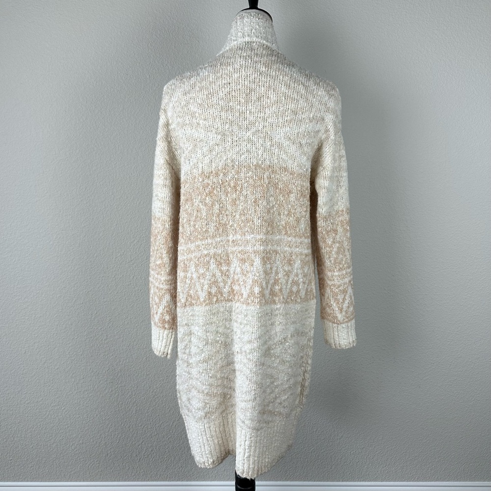 JOIE Longline Nordic Duster Cardigan in Cream/Tan Bouclé Knit Size X-Small (NWT) - Picture 3 of 14